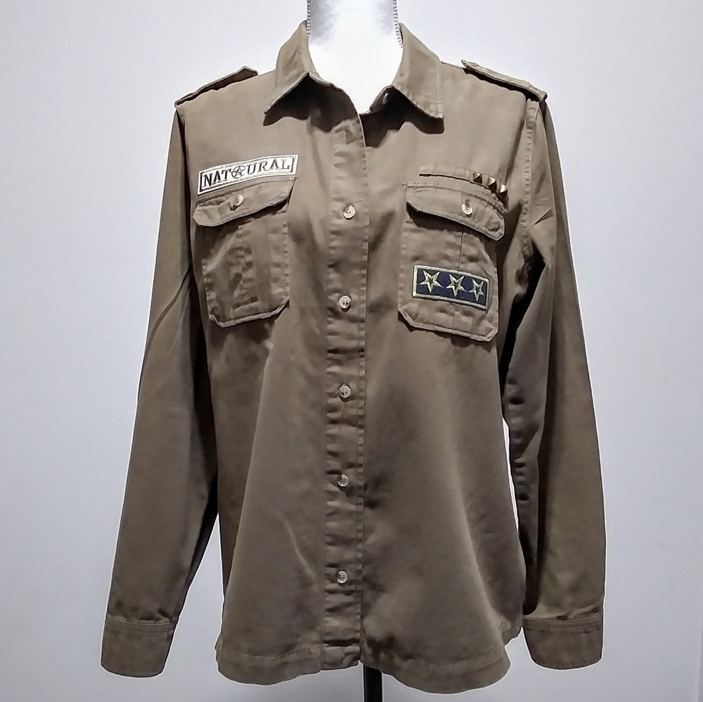life in progress army green military shirt